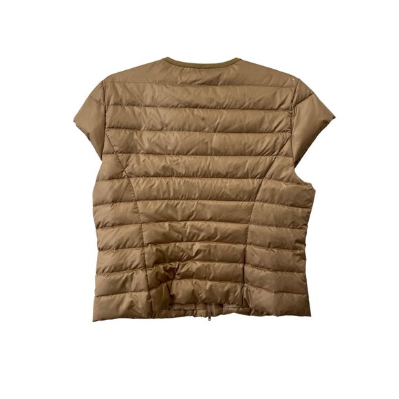 Glamourpuss Down Puffer Vest Size Large Brown Lightweight Rhinestone Embellished - Picture 2 of 6